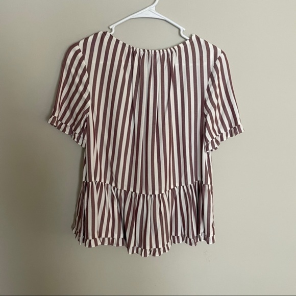 NWOT Madewell Stanza Ruffle Hem Top in Stripe - Picture 4 of 9